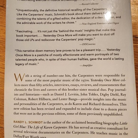 Yesterday Once More: The Carpenters Reader Paperback Book By Randy L. Schmidt - Picture 8 of 9